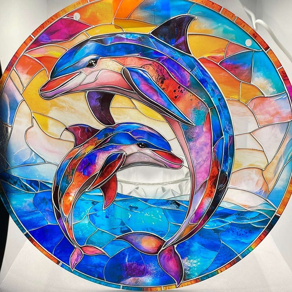 Suncatcher Acrylic Dolphin Wildlife 9” Beach house Cabin Decor New
